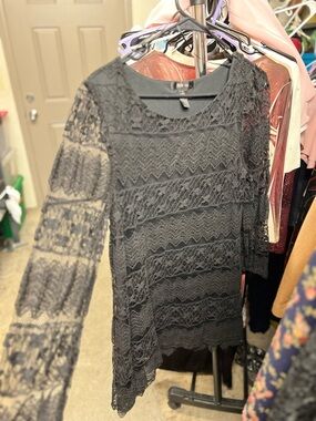 ❤️Black Lace Long-Sleeve Women's mini dress. Style & Co